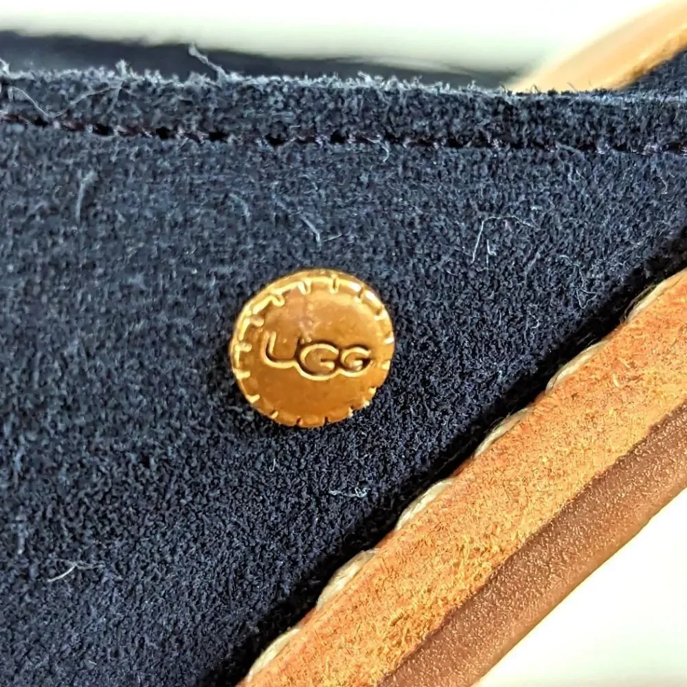 Ugg Blue Suede Leather Preppy Academia Coastal Capsule Sailor Chic Heels 8